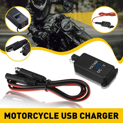 Motorcycle Bike QC3.0 Dual USB Charger Cable Adapter For GPS Phone Waterproof • $11.79