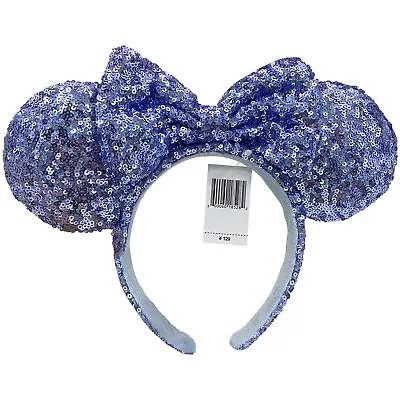 Disneyland 2023 Anniversary Blue Sequins Bow Mickey Minnie Mouse Ears Headband • $15.58