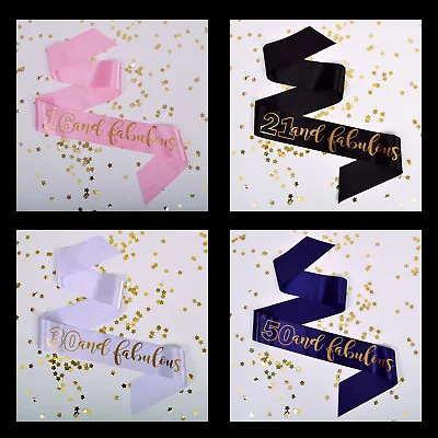 BIRTHDAY SASH Age & Fabulous 16th 18th 21st 30th 40th 50th 60th 70th 80th 90th  • £2.95