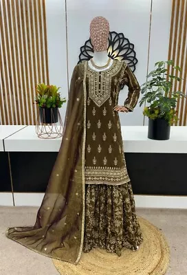 Fancy Party Wear Designer Palazzo Suit For Women New Ethnic Wedding Wear Outfit • $107.80