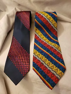 Pair Of 2 Vintage Rhodia Woven Acetate Men's Neck Ties (1 McAllister) • $14.89