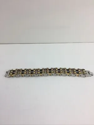 9  Men's Primary Motorcycle Bike Chain Bracelet Tri-Color Stainless Steel • $18.67