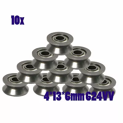 $7.90 • Buy 10pcs 4*13*6mm 624VV V Groove Sealed Ball Bearings Roller V Groove Guide Pulley 