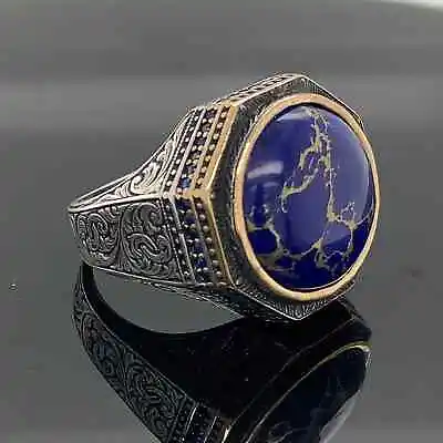 Man  Lapis Lazuli Ring Natural Lapis Ring  Turkısh Handmade Lapis Ring • $79