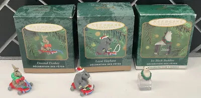 Hallmark Miniature Ornament Devoted Donkey Loyal Elephant Ice Block Buddies 2000 • $6.99