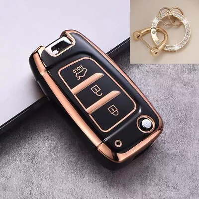 TPU Flip Remote Key Fob Case Cover For Hyundai I30 I35 I40 Solaris Kona Black • $18.99