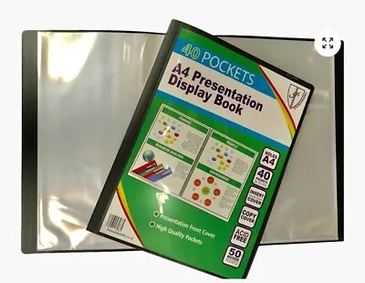 A4 Display Book 40 Pockets Presentation Folder File Portfolio Books • £2