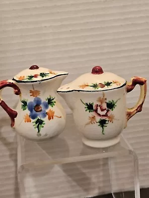 Vintage Teapot Shaped Salt And Pepper Shakers W/Flowers • $6.97