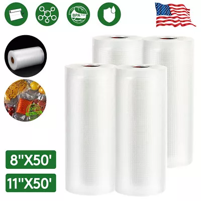 2/4 Rolls 8  X 50' 11  X 50' Vacuum Sealer Bags For Food Saver Seal Storage US • $14.99