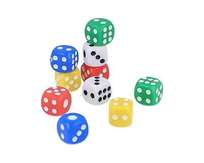 10 Pack Coloured Dice Set Spot 5 Colours Six Sided D6 - Replace Dice Learn Maths • £2.99