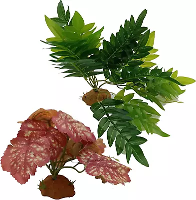 2pcs Bearded DragonTerrarium PlantsReptile Plants DecorCrested Gecko Tank Acc • $28.26