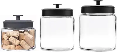Montana Glass Jars With Fresh Seal Lids Canister Set Black Set • $49.99