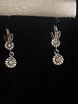 Vintage 14kt White Gold Diamond Dangle Earrings • $225