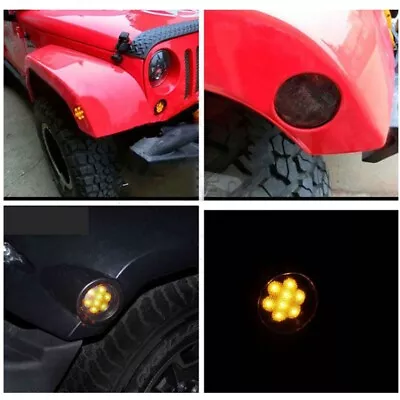 Pair Of LED Fender Turn Signal Side Marker Light For Jeep Wrangler JK 2007-2015 • $26.95