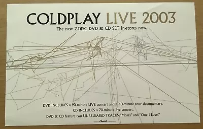 COLDPLAY Rare VINTAGE 2003 PROMO WINDOW STATIC CLING POSTER For Live CD 14x9 • $50.94