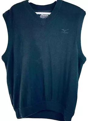 MIZUNO Mens Performance Vest Size M Black Golf Sport Wind Proof Knitted Pullover • $28.95