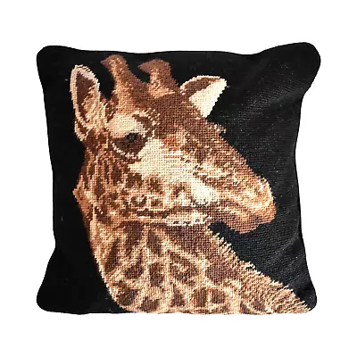 Vintage Giraffe Needlepoint Pillow • $175