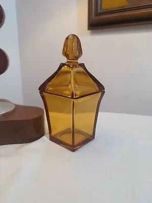 Vintage Viking Glass Honey Amber Cigarette Jar With Lid • $185