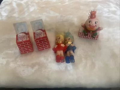 Vintage Lot Of Christmas Pixie Humpty Dumpty Ornament Pop Up Santa Japan • $40