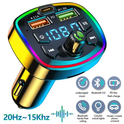  Wireless Bluetooth FM Transmitter Dual USB Car Charger MP3 Player Handsfree Kit • £7.09