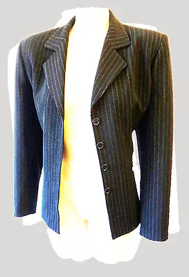 VERTIGO Pinstripe LARGE Pink Orange Black France Suit Blazer Coat Jacket Paris • $68