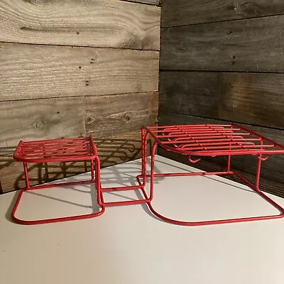 VTG Metal Rubbermaid Red Dish Rack Holder Cabinet Plates Cups Saucers Bowls • $40.47