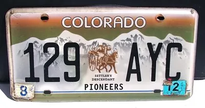 2012 Colorado PIONEERS SETTLERS License Plate # 129 AYC • $14.99