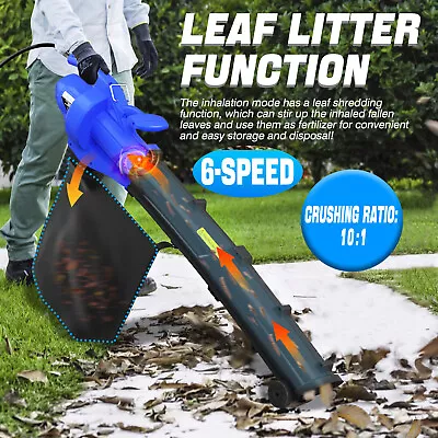 Garden Vacuum Cleaner Shredder Blower Compact Leaf Blower Vacuum Mulcher 4000W • £35.20