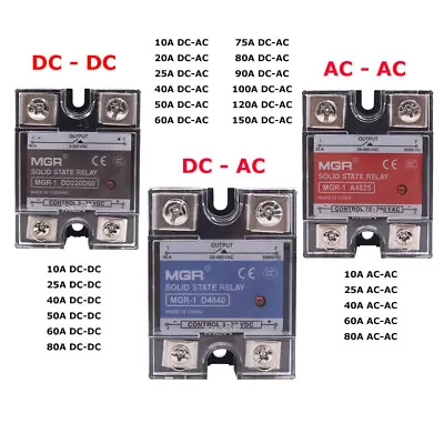 SSR Single Phase Solid State Relay DC/AC DC/DC AC/AC 3-32VDC 10-150 DA DD AA • $18.08