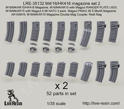 Live Resin 35132 1/35 M16/M4/AR15/HK416 Magazine Set.2 • $23.96