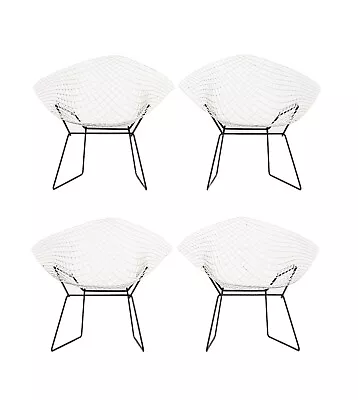 Mid Century White Diamond Wire Chairs By Bertoia For Knoll • $4080