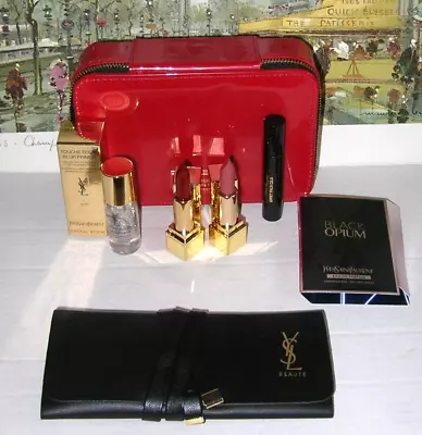 YSL YVES SAINT LAURENT Red Hard Makeup Case 3pc Brush Kit LIPSTICK 1966 70 LE NU • $111.11