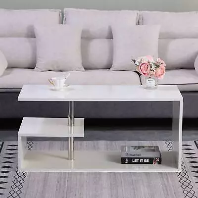 $86.07 • Buy White Coffee Table With 15 Colors LED Lights Modern High Glossy For Living Room