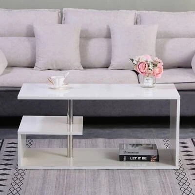 $86.07 • Buy White Coffee Table With 15 Colors LED Lights Modern High Glossy For Living Room