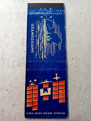 Vintage Matchbook: US Navy Battleship USS Mississippi WW2 Japanese Trophy Count • $11.99