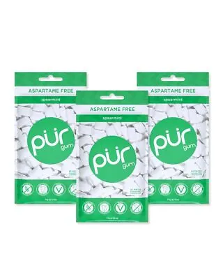 3pack PUR 100 Xylitol Chewing Gum Spearmint MINT - Of Sugar Aspartame 55ct • £12.08