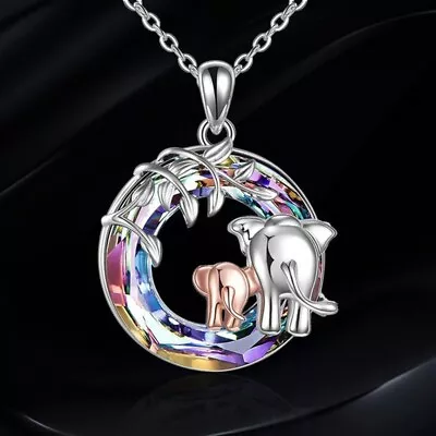 Rainbow Mystical Fire Topaz 925 Sterling Silver Charms Elephant Pendant Necklace • $19.74