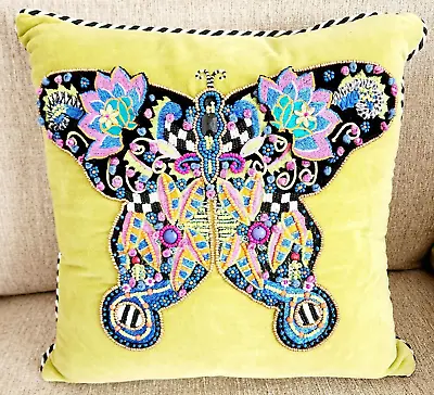 ONE MACKENZIE CHILDS FANTASIA Butterfly Embellished PIllow 16  NWT!! RETIRED!! • $110