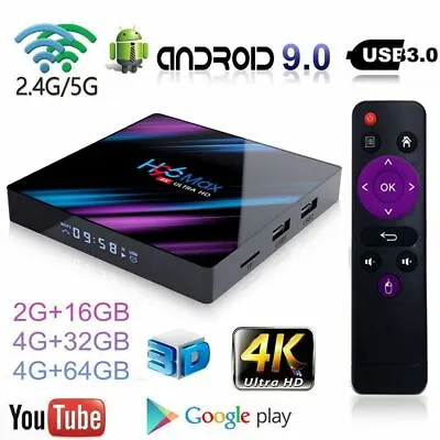 H96 Max Android 9.0 Smart TV Box 64G Quad Core 4K HD 5.8GHz WiFi Media Player US • $40.39