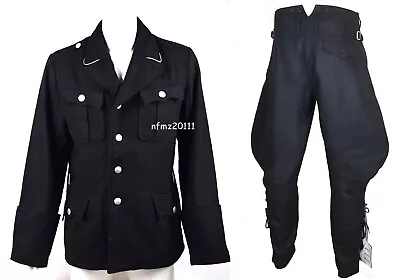 £141.60 • Buy WWII German Elite M32 Officer Black Wool Tunic And Breeches Military Uniform