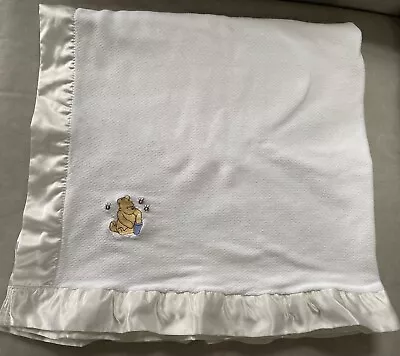 Classic Winnie The Pooh Baby Blanket Satin Trim Honey Pot Bees Disney Vintage • $125