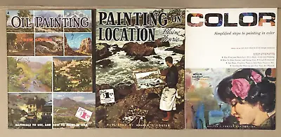 3 WALTER FOSTER Books: Painting On Location / Oil Painting / Color - Vintage PBs • £10.31