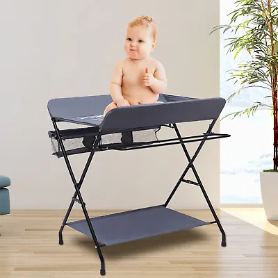 Folding Baby Changing Table Infant Diaper Station Nursery Organizer W/ Storage • £45.24