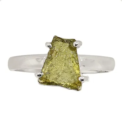 Natural Genuine Czech Moldavite 925 Sterling Silver Ring Jewelry S.7 CR25113 • $38.99