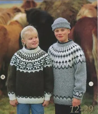 Lopi Alafoss Iceland Sweater Knitting Pattern 12-27 Kids Right Of Photo • £4.15