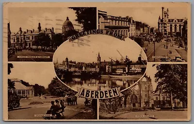 Multiview Of Aberdeen Aberdeenshire Scotland Vintage Postcard Postmark 1952 • £5