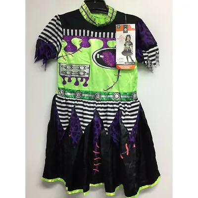 Girls Miss Monster Halloween Costume Dress Size M 7 8 Black Green Purple Glitter • $19.99