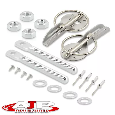 Silver Anodized Aluminum Secure Hood Bonnet Latch Lock Ring Pins Kit For Audi VW • $9.99