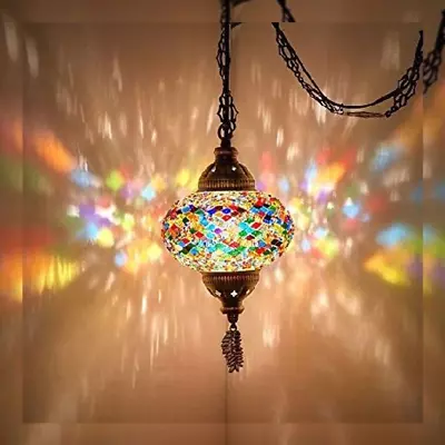 DEMMEX (8 Colors) Turkish Moroccan Mosaic Swag Plug In Pendant Multicolor  • $77.19