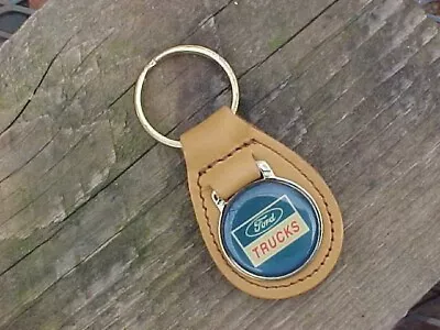 Ford Trucks Blue Oval Truck Tan Leather Key Fob Vintage Nos Scarce Find • $15